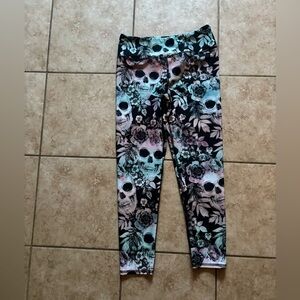 Gently Used Evolution Creation Floral Skull Print Leggings